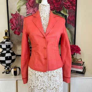 Strenesse Women's Single-Breasted Three-Button Tailored Blazer Coral Red Size 6